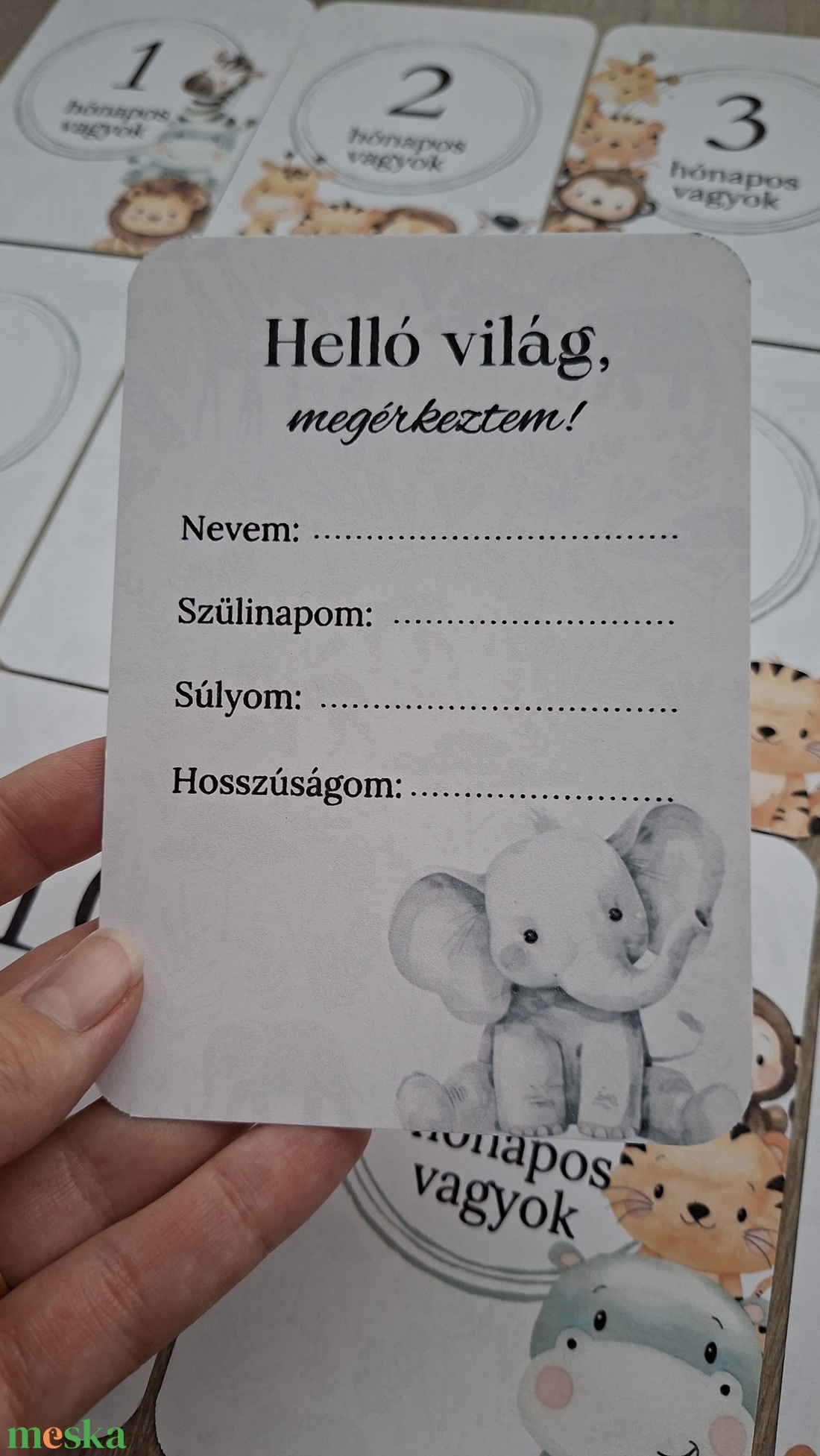 13db-os Baba mérföldkő kártya, babakártya kártyatartóval - baba - mama - babafotózás - baba mérföldkő kártyák - Meska.hu