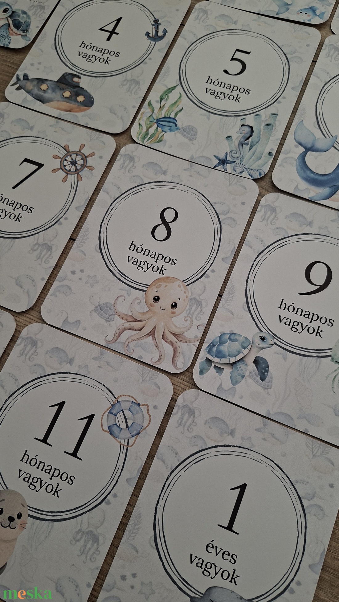 13db-os Baba mérföldkő kártya, babakártya kártyatartóval - baba - mama - babafotózás - baba mérföldkő kártyák - Meska.hu