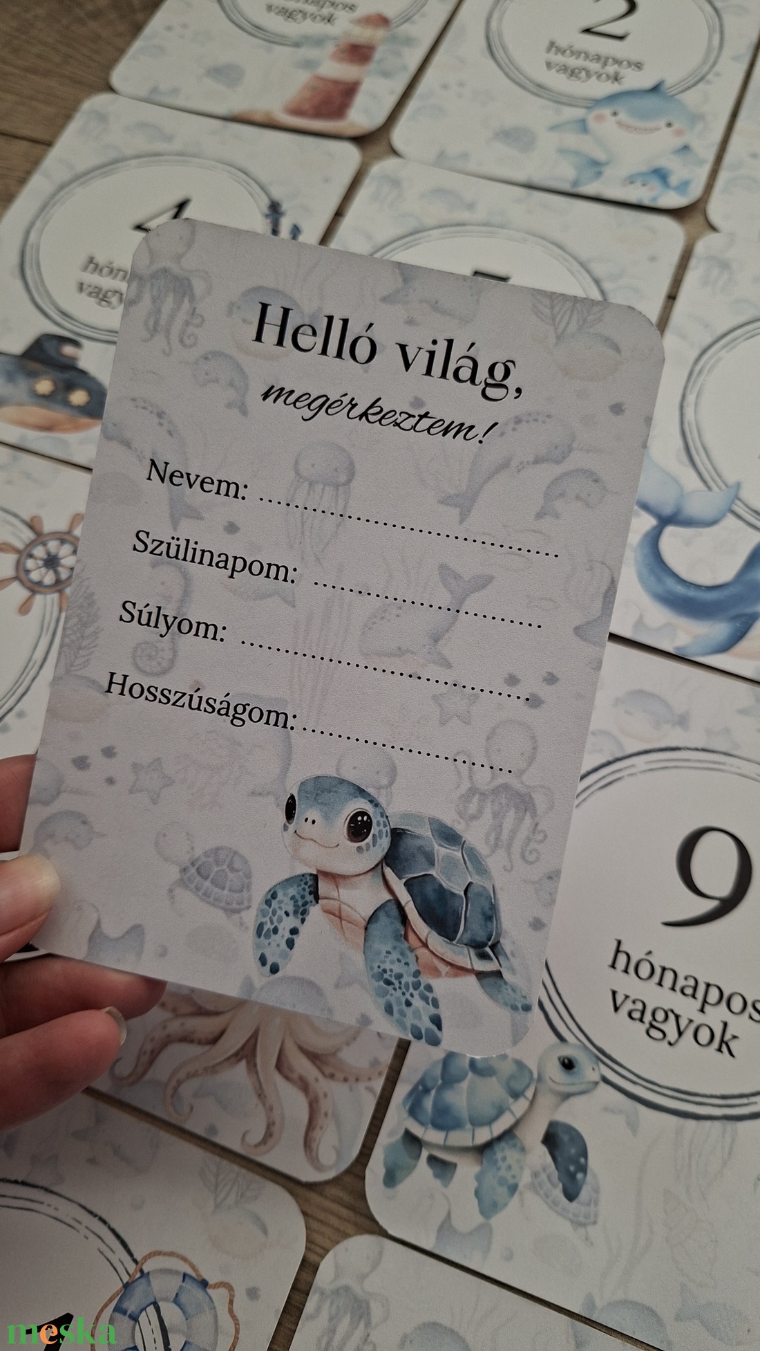 13db-os Baba mérföldkő kártya, babakártya kártyatartóval - baba - mama - babafotózás - baba mérföldkő kártyák - Meska.hu