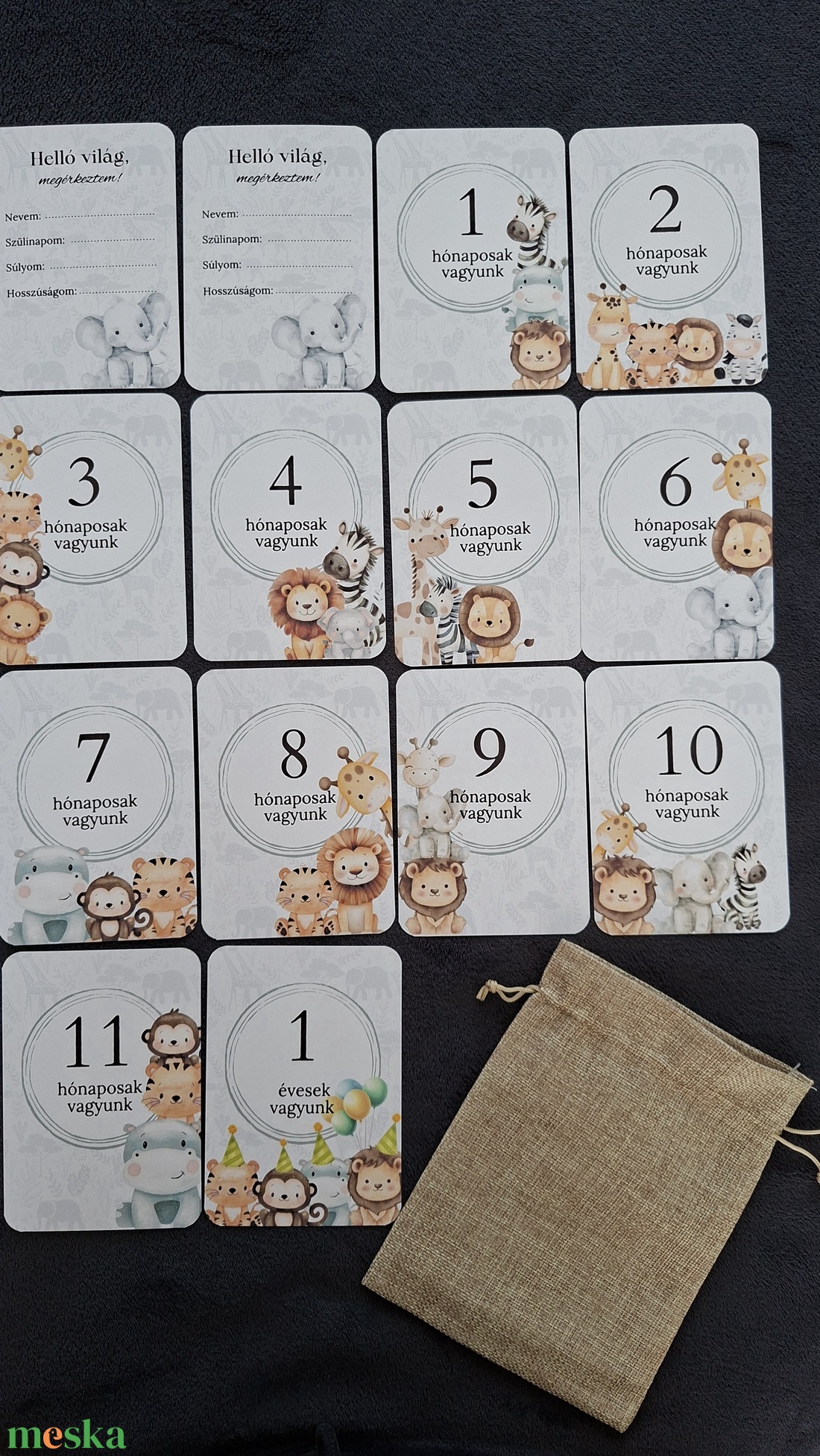 Baba mérföldkő kártya ikreknek, babakártya kártyatartóval - baba - mama - babafotózás - baba mérföldkő kártyák - Meska.hu