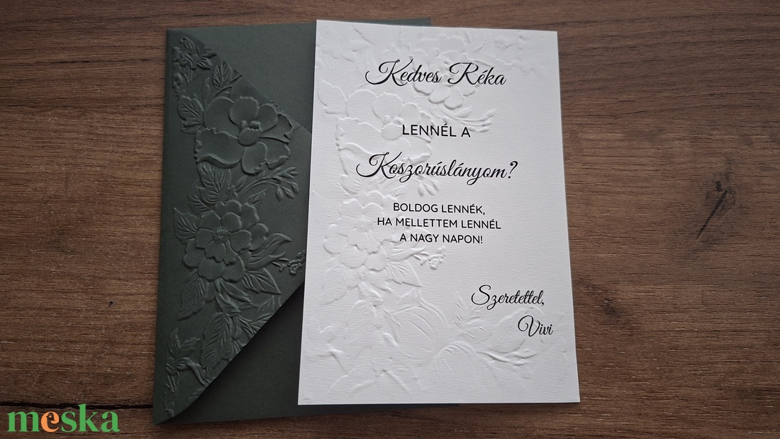 Koszorúslány / tanú felkérő, tanú felkérő, dombornyomott felkérős, letisztult, elegáns - esküvő - meghívó & kártya - tanú felkérő - Meska.hu