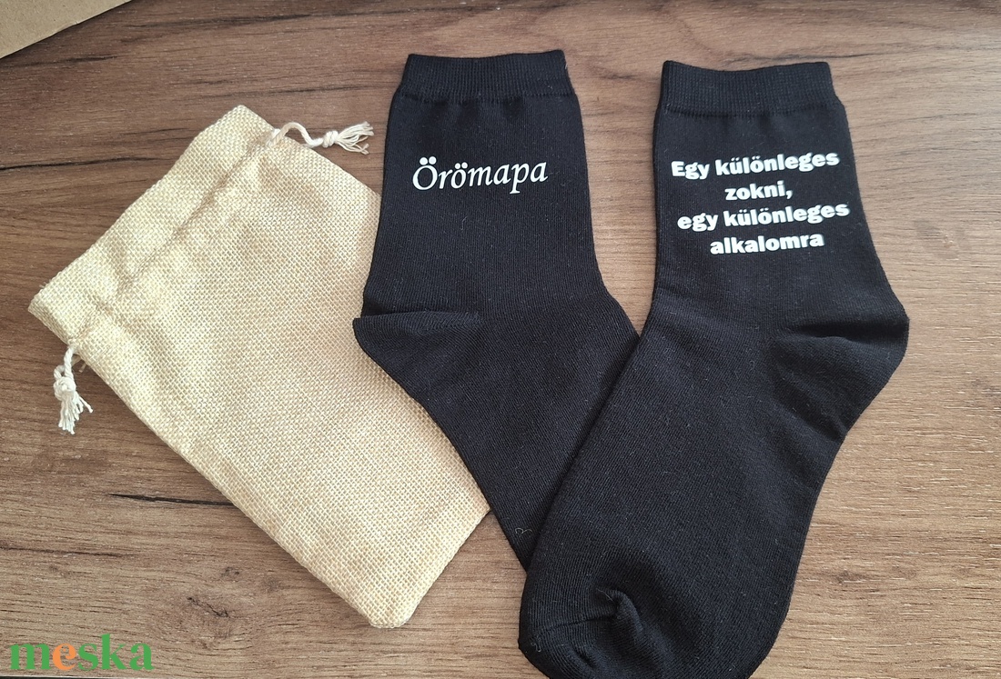 Örömapa zokni kis szütyővel - esküvő - emlék & ajándék - köszönőajándék - Meska.hu