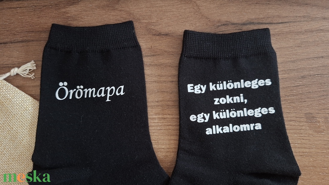Örömapa zokni kis szütyővel - esküvő - emlék & ajándék - köszönőajándék - Meska.hu