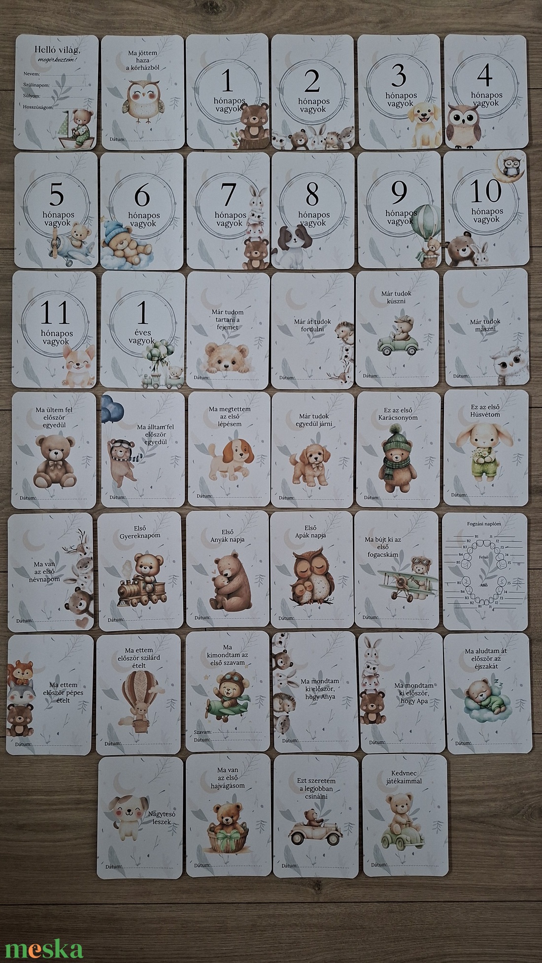 40db Baba mérföldkő kártya, babakártya - baba - mama - babafotózás - baba mérföldkő kártyák - Meska.hu