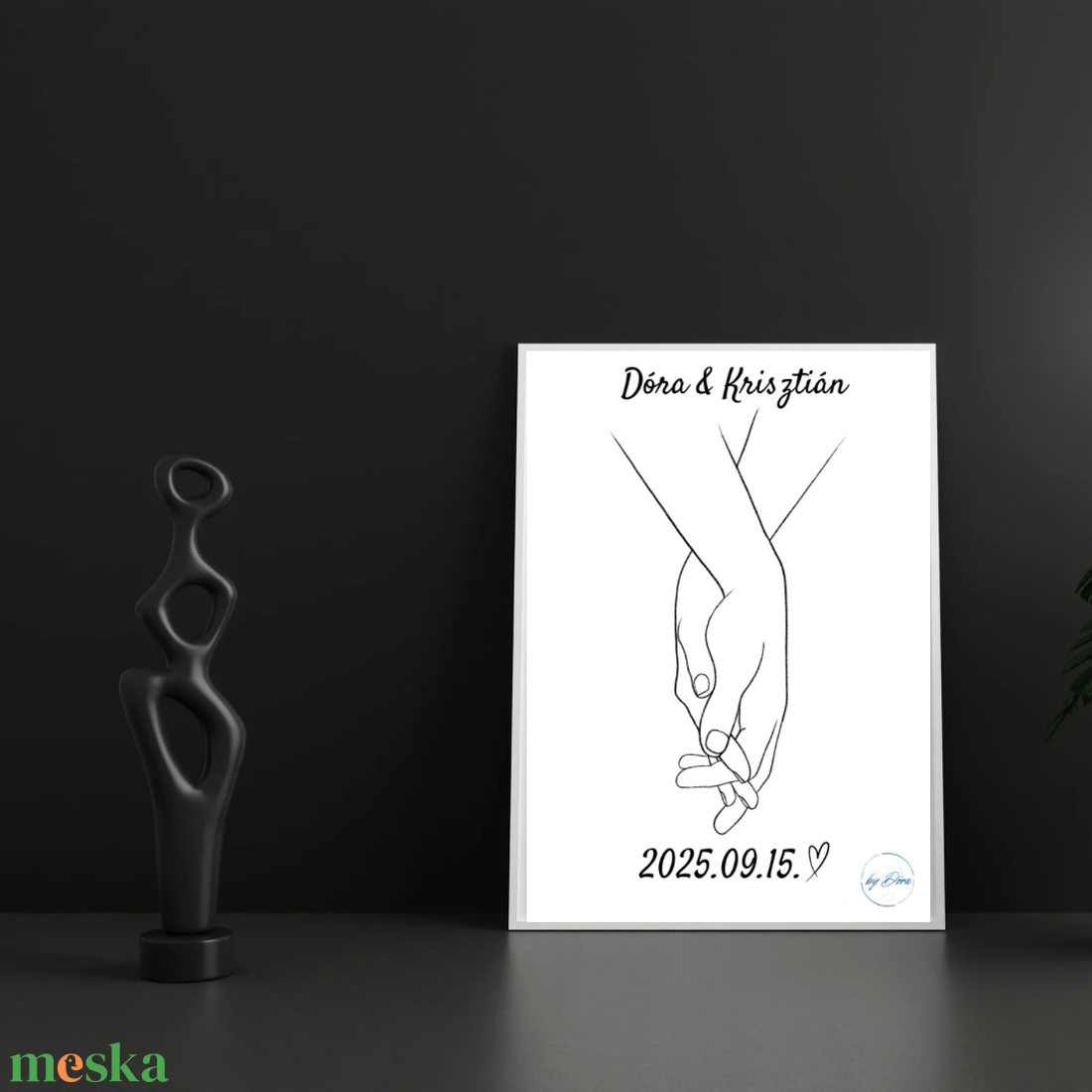 Kéz a kézben vonalrajz A/4 - művészet - grafika & illusztráció - digitális - Meska.hu