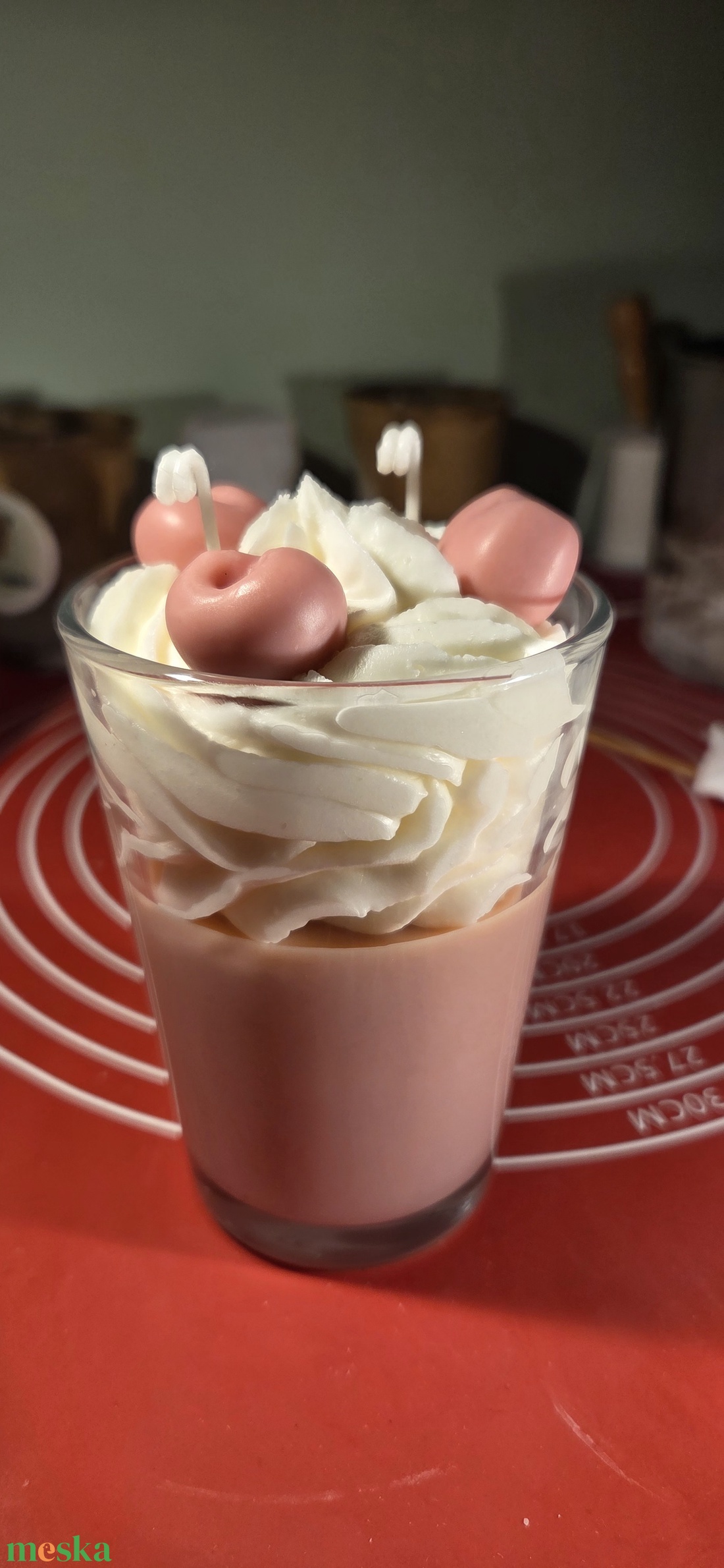 Cseresznyés pohár gyertya  - otthon & életmód - gyertya, illat, aroma - gyertya - Meska.hu