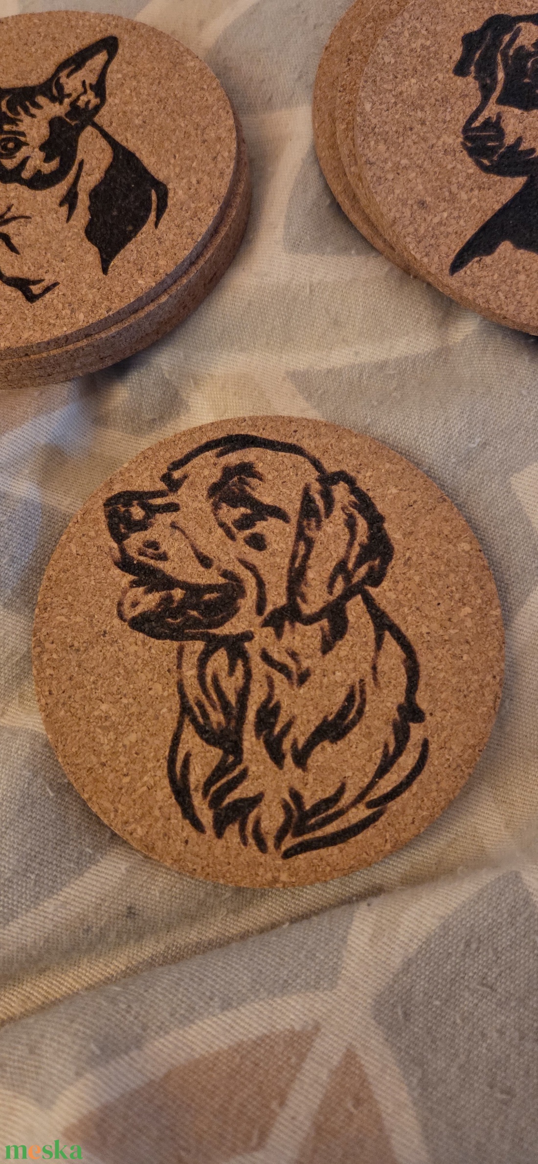 Golden retriever poháralátét - otthon & életmód - konyhafelszerelés, tálalás - tálalás - tányér- és poháralátét - Meska.hu