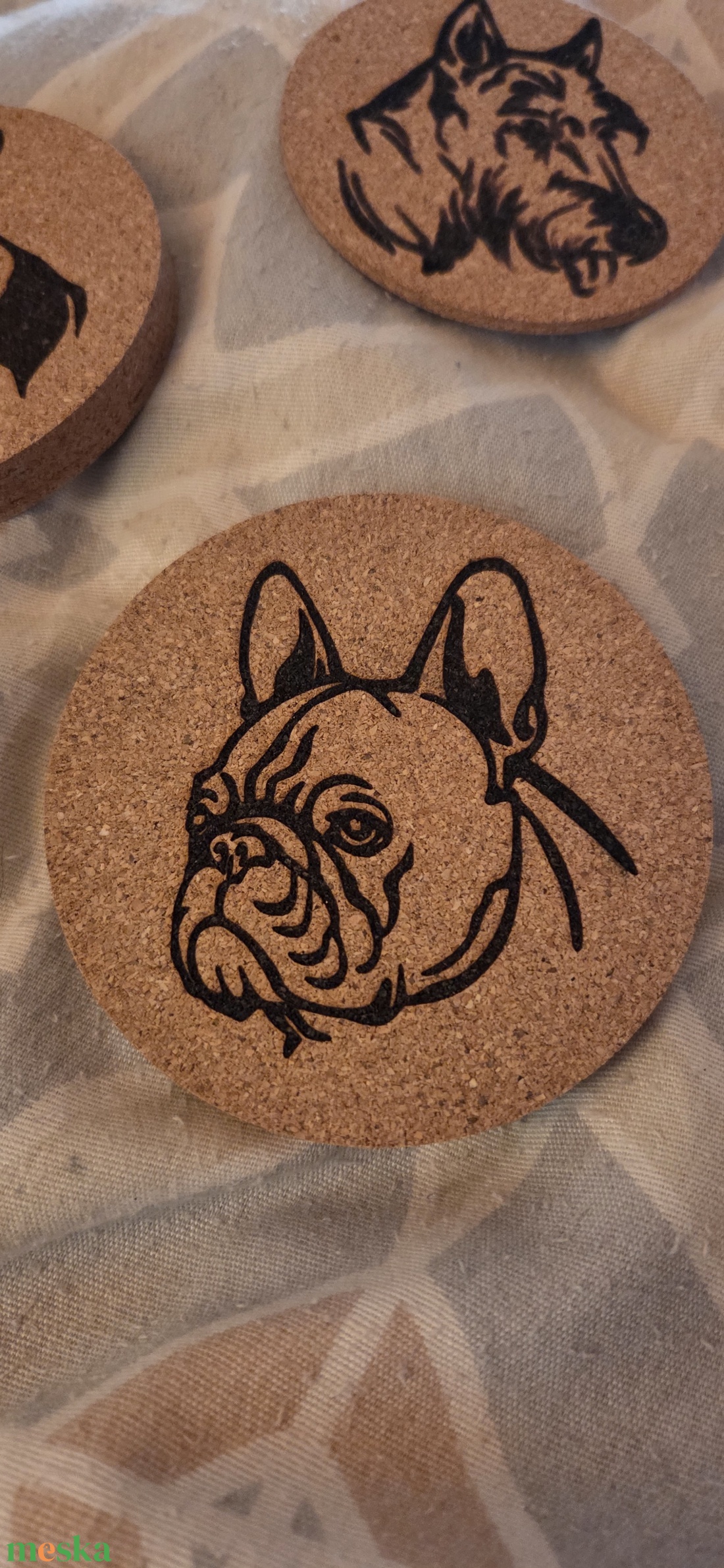 Bulldogos poháralátét - otthon & életmód - konyhafelszerelés, tálalás - tálalás - tányér- és poháralátét - Meska.hu