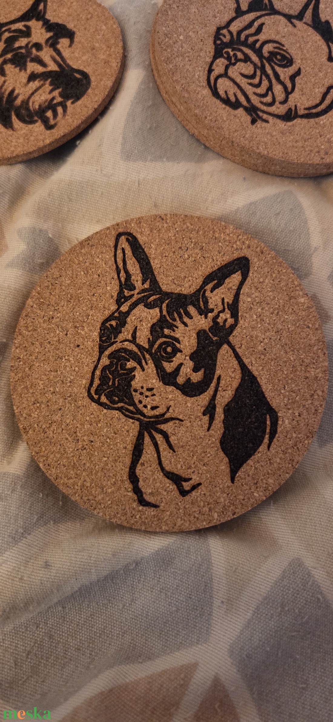 Boston terrier poháralátét - otthon & életmód - konyhafelszerelés, tálalás - tálalás - tányér- és poháralátét - Meska.hu