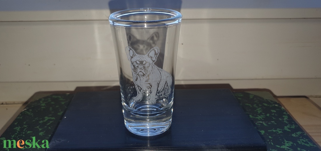 Franciabulldog gravírozott felespohár - otthon & életmód - konyhafelszerelés, tálalás - tálalás - pálinkás poharak, szettek - Meska.hu