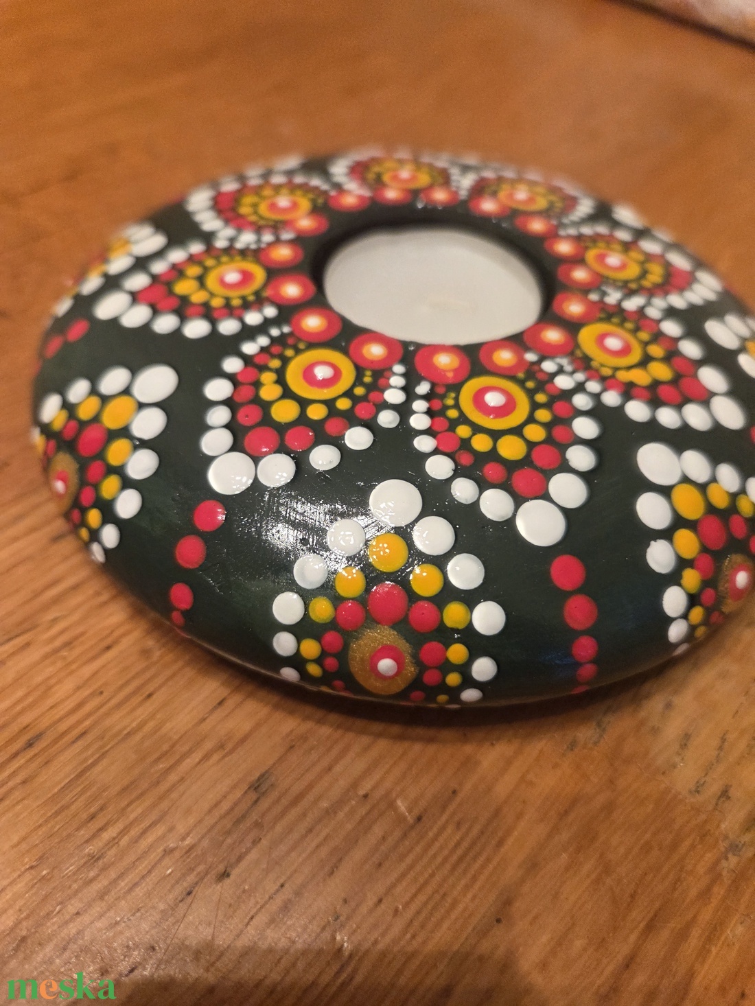Mécsestartó mandala zölden - otthon & életmód - gyertya, illat, aroma - mécses és mécsestartó - Meska.hu