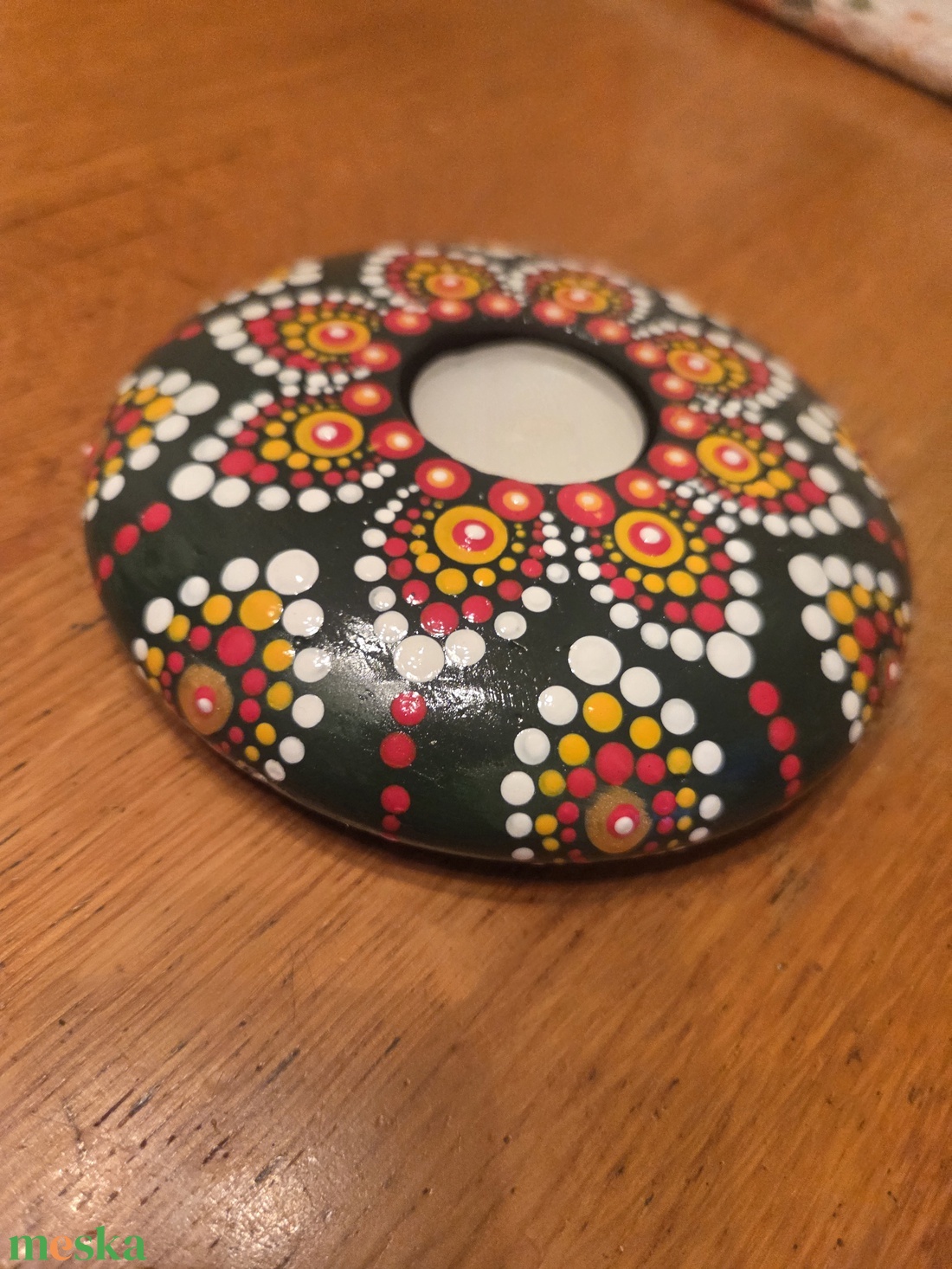 Mécsestartó mandala zölden - otthon & életmód - gyertya, illat, aroma - mécses és mécsestartó - Meska.hu