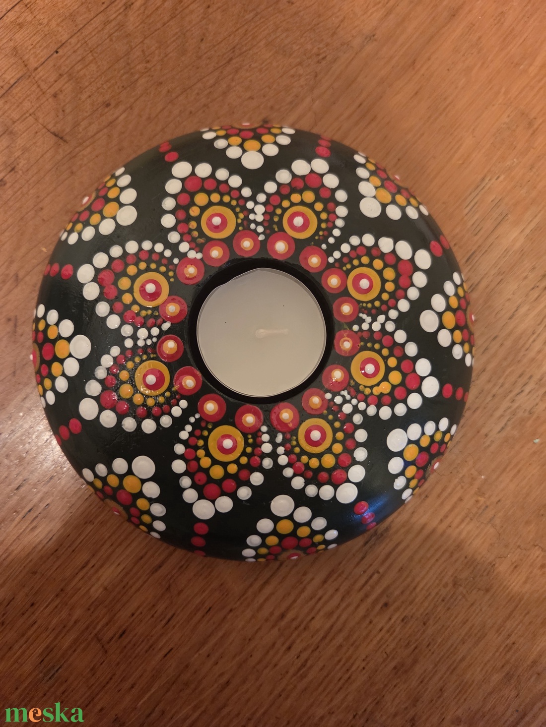 Mécsestartó mandala zölden - otthon & életmód - gyertya, illat, aroma - mécses és mécsestartó - Meska.hu