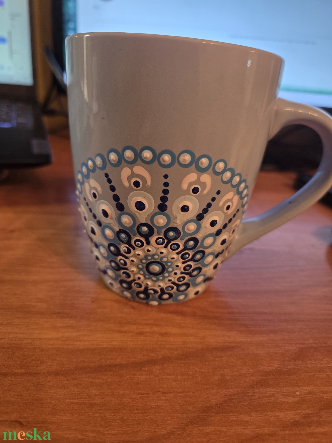 Szürke bögre kékkel - otthon & életmód - konyhafelszerelés, tálalás - tálalás - teás- és kávés pohár, készlet - Meska.hu