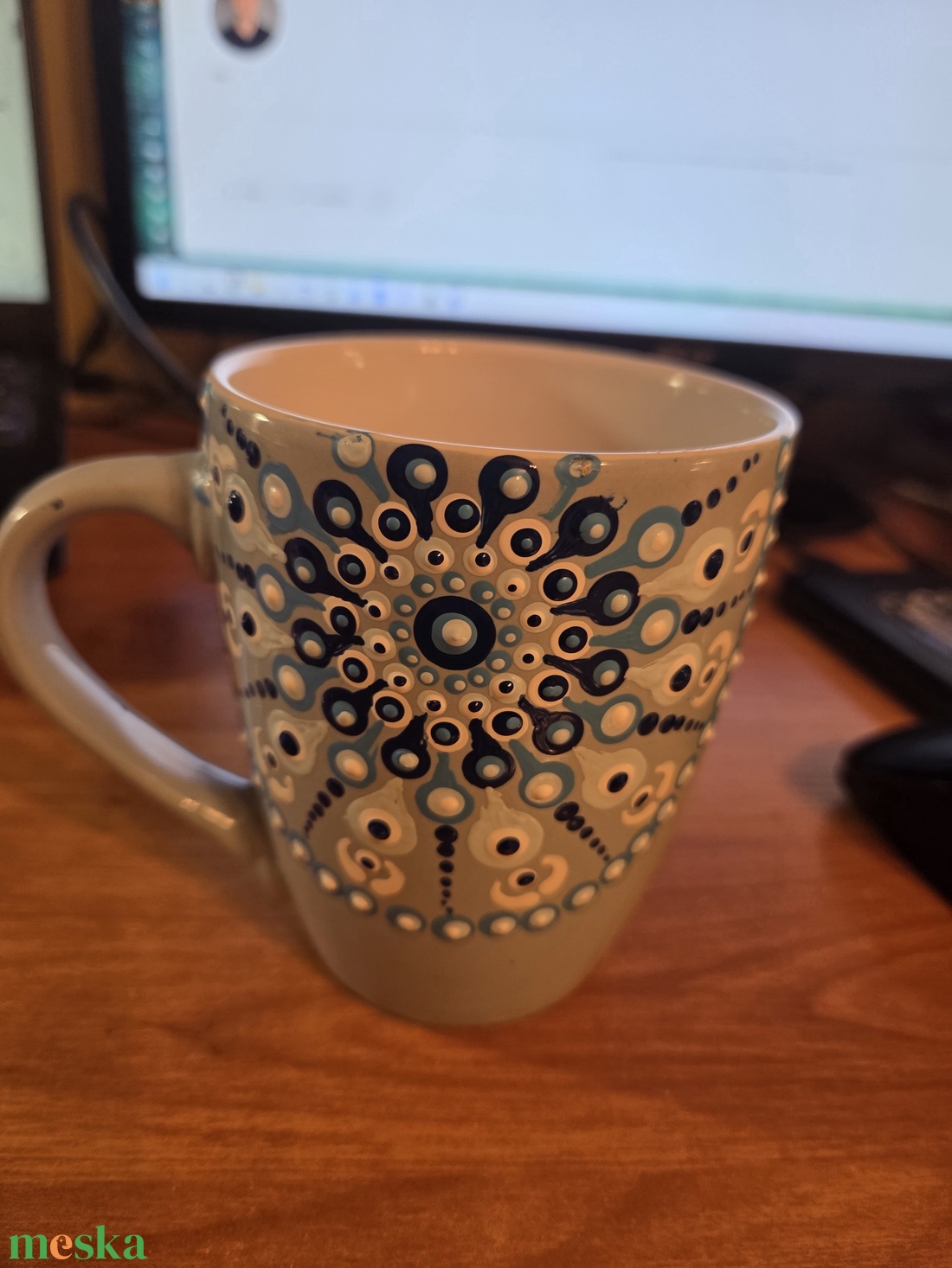 Szürke bögre kékkel - otthon & életmód - konyhafelszerelés, tálalás - tálalás - teás- és kávés pohár, készlet - Meska.hu