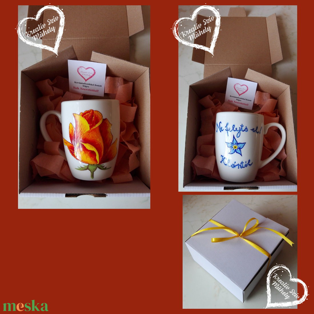 Rózsás festett bögre:)Születésnap/ballagás/évzáró/óvoda/iskola/bölcsöde/köszönőajándék - otthon & életmód - papír, írószer - ajándékozás kellékei - ajándékkísérő - Meska.hu