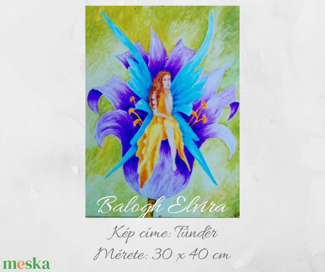 Tündér-üvegfestmény 30 x 40 cm - művészet - festmény - üvegfestmény - Meska.hu