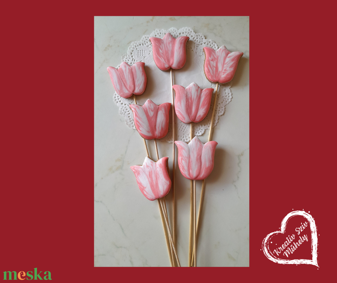 Pálcás Mézeskalács - Rózsaszín tulipán formák/ballagás/óvoda/iskola/bölcsőde/évzáró,esküvő köszönöajándék - esküvő - emlék & ajándék - köszönőajándék - Meska.hu