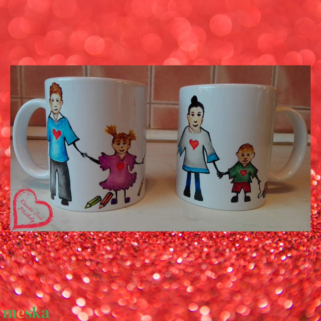 Családtagokkal, barátokkal díszített bögre:)Születésnap/gyereknap/ballagás/évzáró - otthon & életmód - papír, írószer - ajándékozás kellékei - ajándékkísérő - Meska.hu