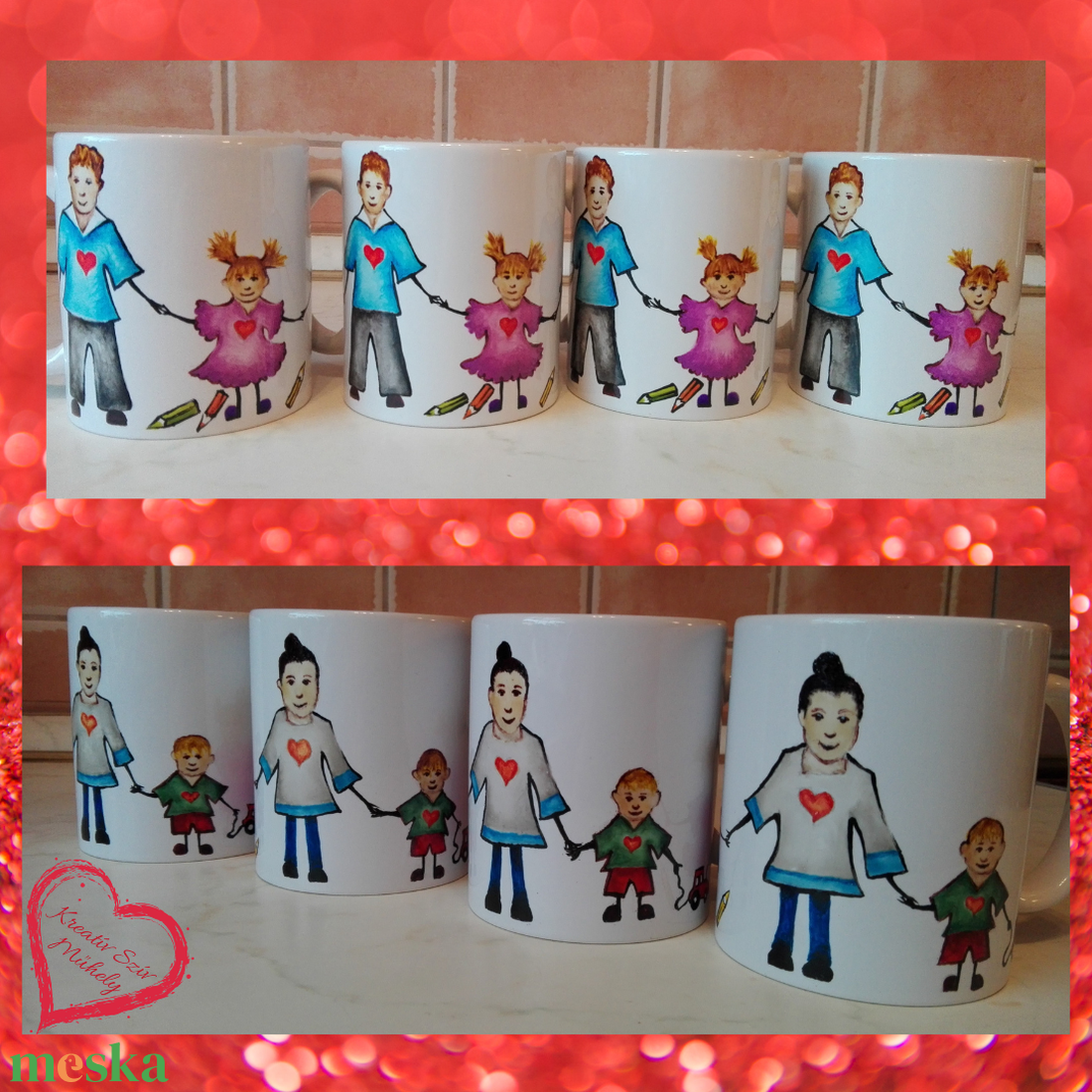 Családtagokkal, barátokkal díszített bögre:)Születésnap/gyereknap/ballagás/évzáró - otthon & életmód - papír, írószer - ajándékozás kellékei - ajándékkísérő - Meska.hu
