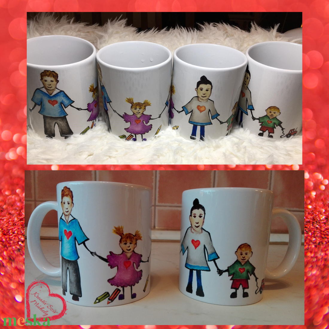 Családtagokkal, barátokkal díszített bögre:)Születésnap/gyereknap/ballagás/évzáró - otthon & életmód - papír, írószer - ajándékozás kellékei - ajándékkísérő - Meska.hu