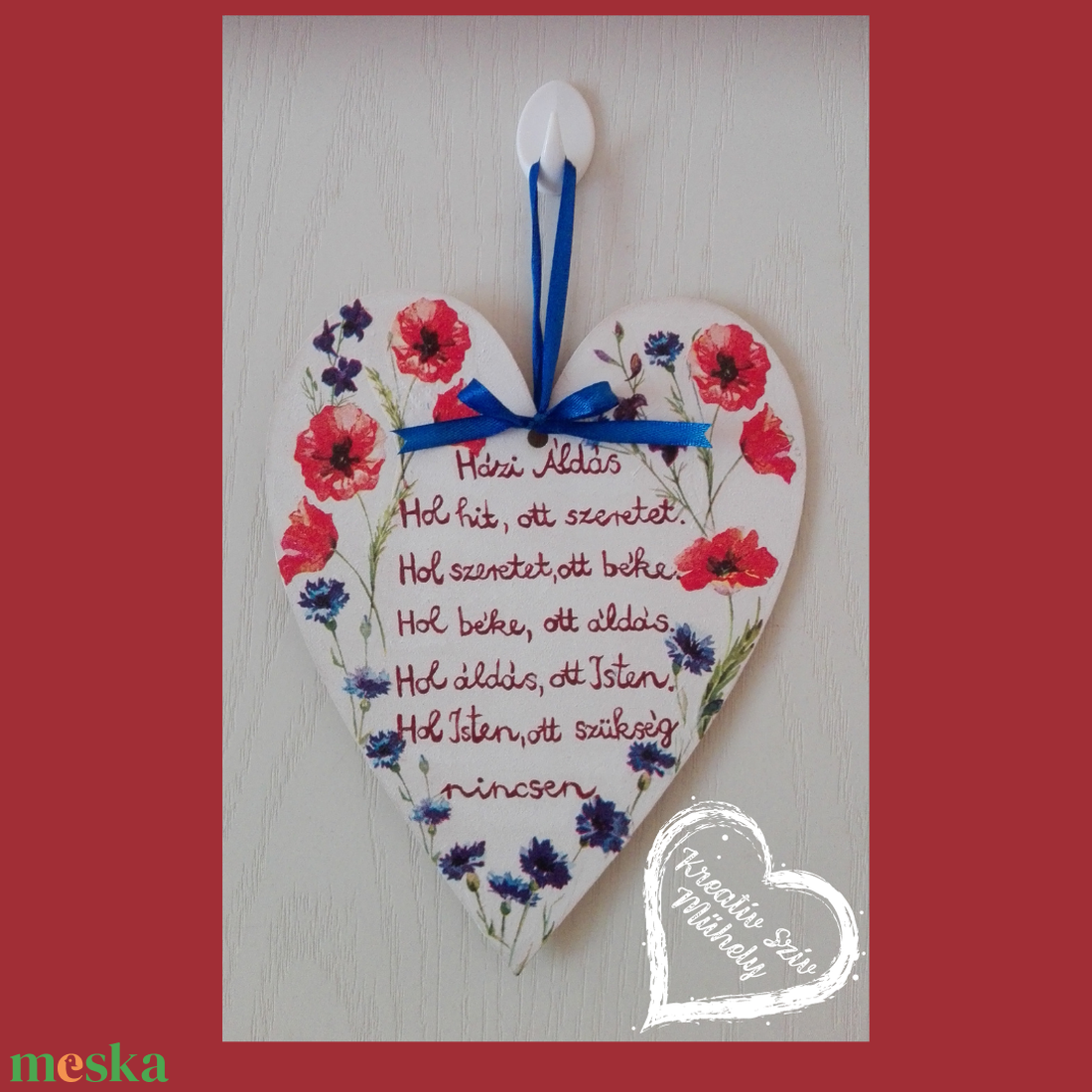 Házi áldás-pipacsos-búzavirágos - művészet - festmény - festmény vegyes technika - Meska.hu