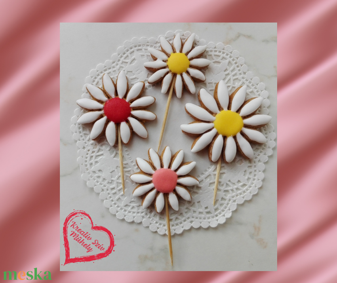 Mézeskalács -Tortadíszek/margaréták - esküvő - emlék & ajándék - köszönőajándék - Meska.hu
