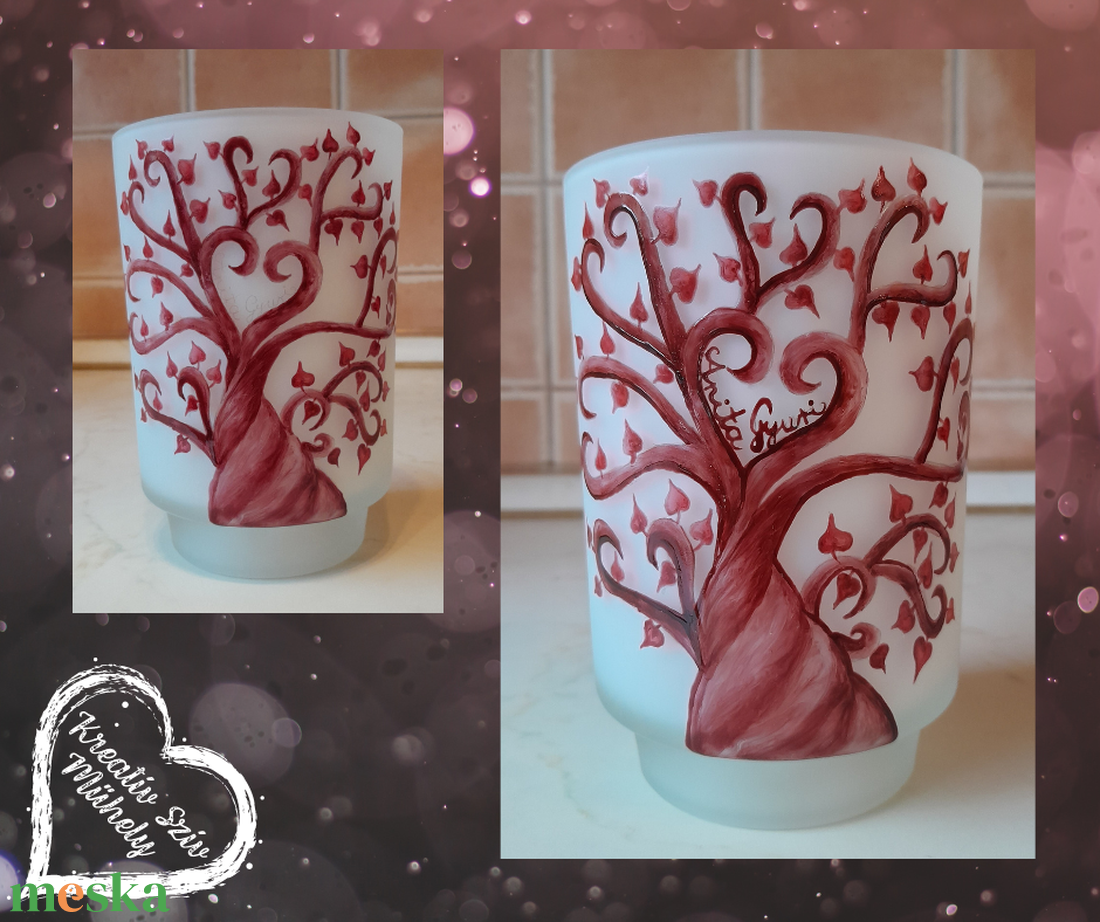 Életfa-szerelemfa-lámpa:)Születésnap/ballagás/évzáró/anyáknapja/valentinnap/esküvő/ajándék - otthon & életmód - dekoráció - asztal és polc dekoráció - díszüveg - Meska.hu