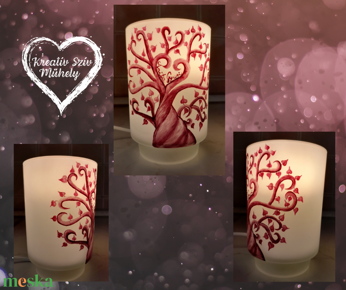 Életfa-szerelemfa-lámpa:)Születésnap/ballagás/évzáró/anyáknapja/valentinnap/esküvő/ajándék - otthon & életmód - dekoráció - asztal és polc dekoráció - díszüveg - Meska.hu