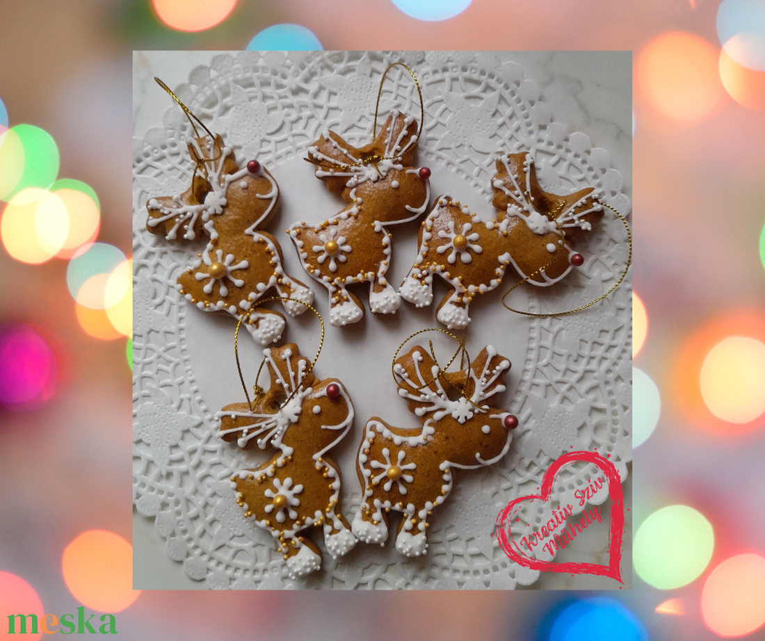 Mézeskalács -köszönőjándék/karácsonyfadísz rénszarvas - esküvő - emlék & ajándék - köszönőajándék - Meska.hu