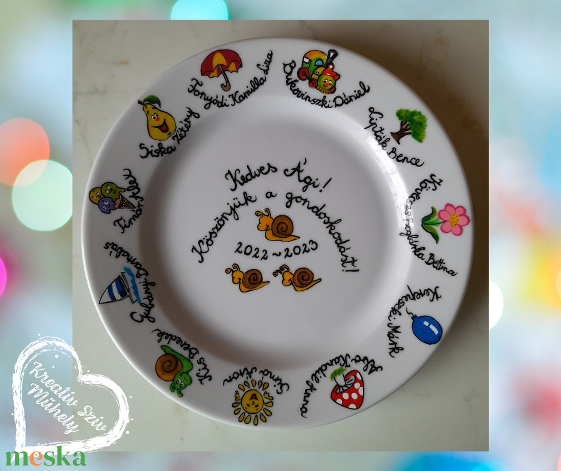 Festett tányér-ballagási ajándék-óvoda/iskola - otthon & életmód - konyhafelszerelés, tálalás - tálalás - tányér & étkészlet - Meska.hu