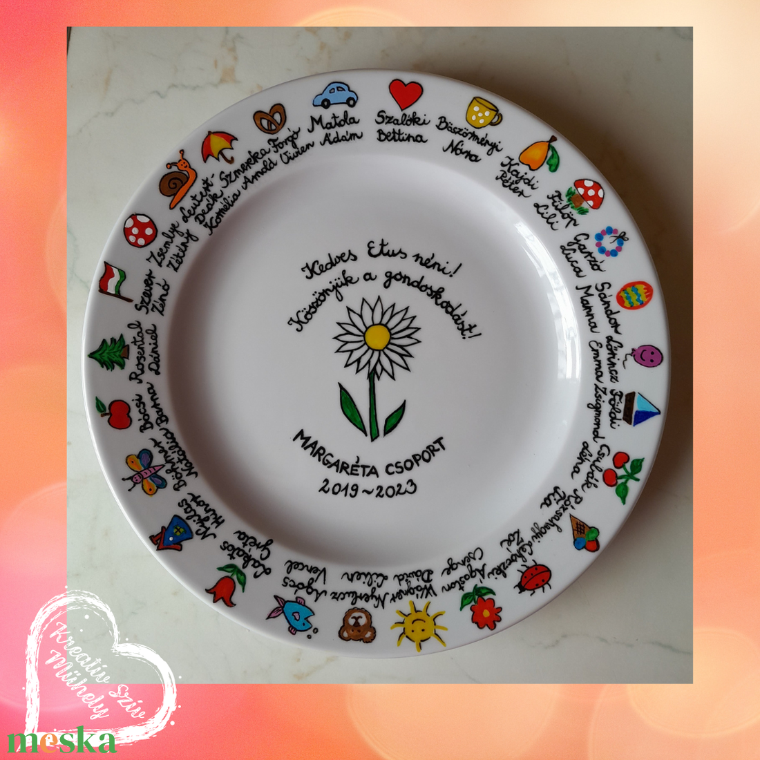 Festett tányér-ballagási ajándék-óvoda/iskola - esküvő - emlék & ajándék - köszönőajándék - Meska.hu