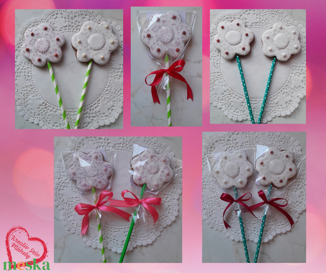 Pálcás Mézeskalács - Virág formák/ajándék-több variáció - esküvő - emlék & ajándék - köszönőajándék - Meska.hu