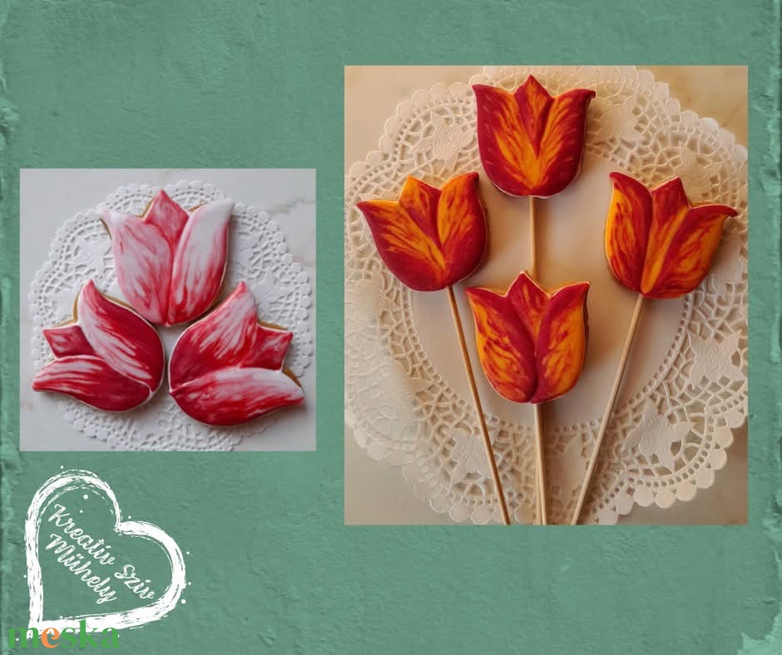 Pálcás Mézeskalács - Szív, tulipán, virág formák/köszönőajándék/esküvő/ballagás/óvoda/iskola/bölcsőde  - esküvő - emlék & ajándék - köszönőajándék - Meska.hu