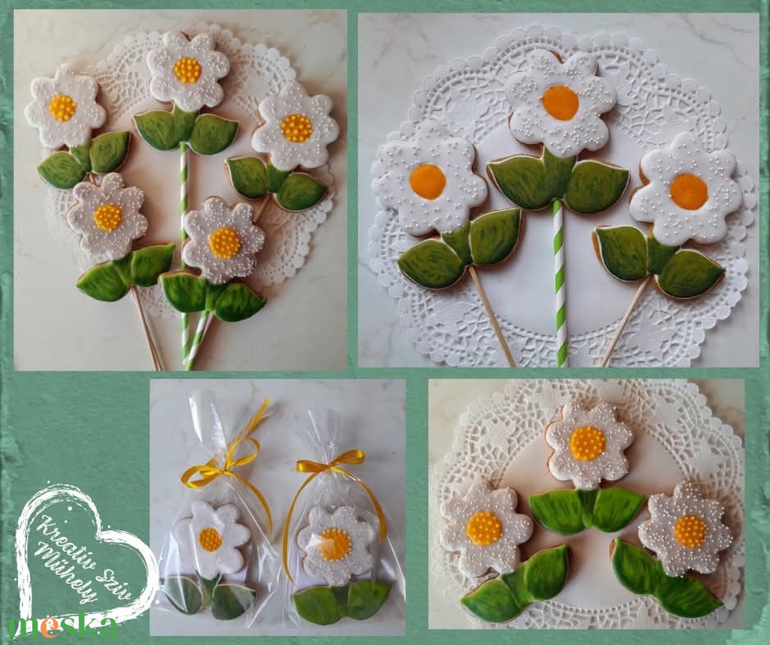 Pálcás Mézeskalács - Margaréta virág forma/köszönőajándék/esküvő/ballagás/óvoda/iskola/bölcsőde  - esküvő - emlék & ajándék - köszönőajándék - Meska.hu