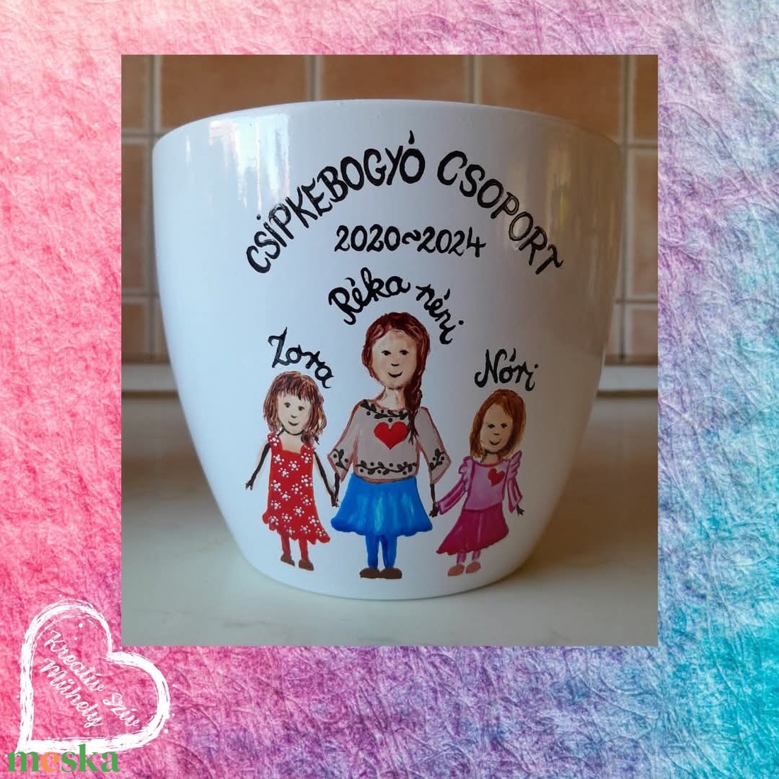 Festett kaspó/virágtartó-ballagási ajándék-ballagás óvoda/iskola/bölcsöde/évzáró/búcsúztató - otthon & életmód - dekoráció - virágdísz és tartó - cserép & kaspó - Meska.hu