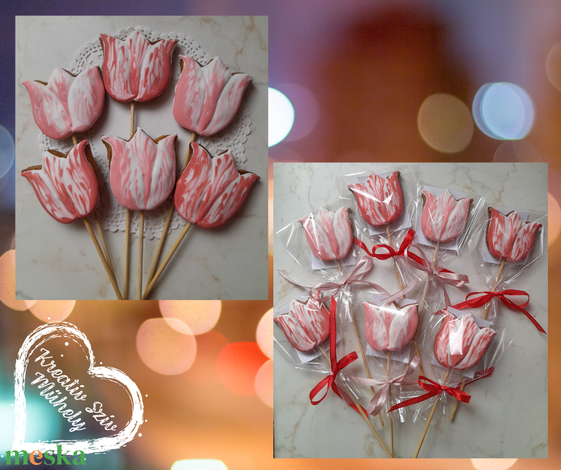 Pálcás Mézeskalács - Tulipán formák/köszönőajándék/esküvő/ballagás/óvoda/iskola/bölcsőde  - esküvő - emlék & ajándék - köszönőajándék - Meska.hu