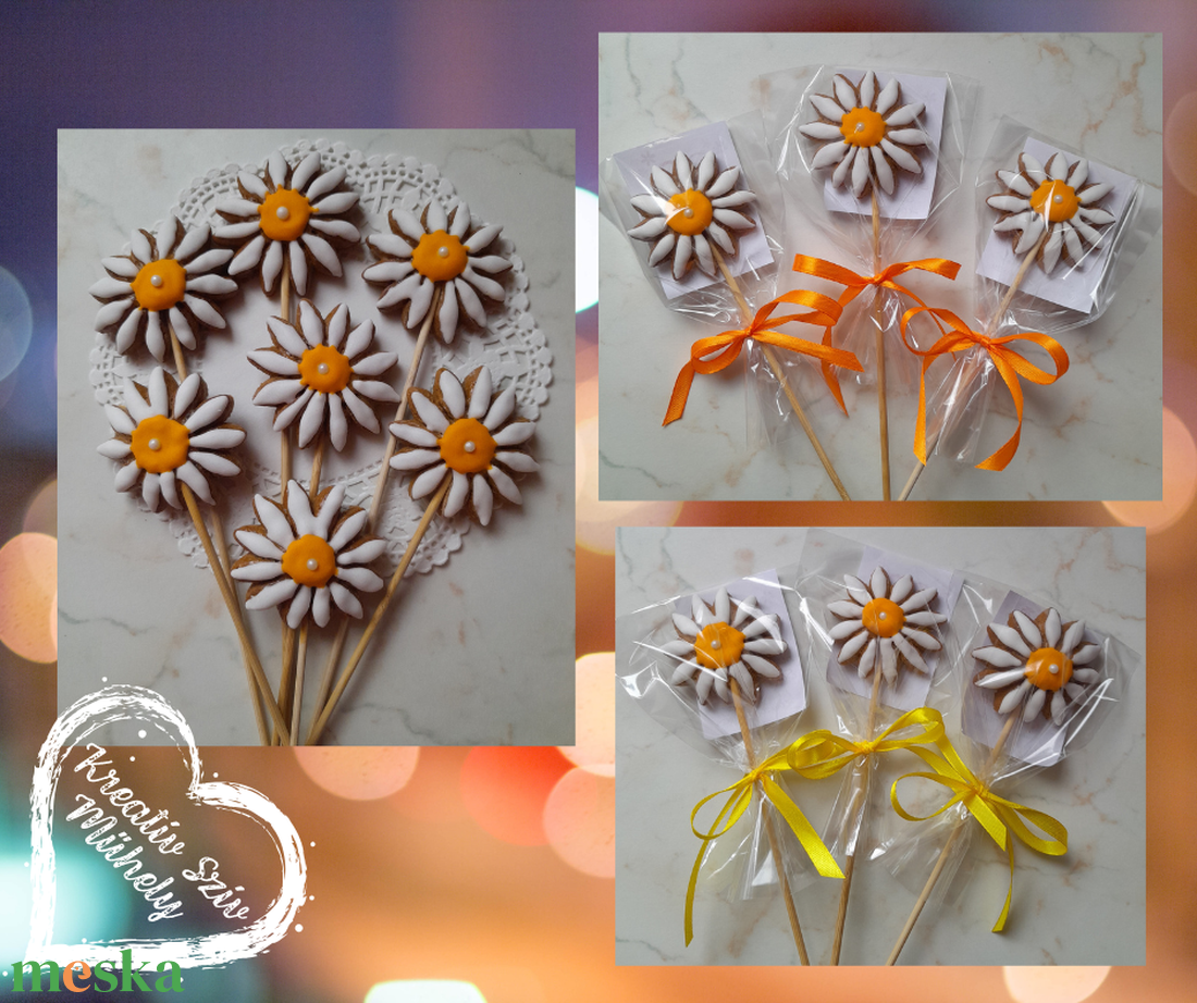 Pálcás Mézeskalács - Virág formák/köszönőajándék/esküvő/ballagás/óvoda/iskola/bölcsőde  - esküvő - emlék & ajándék - köszönőajándék - Meska.hu