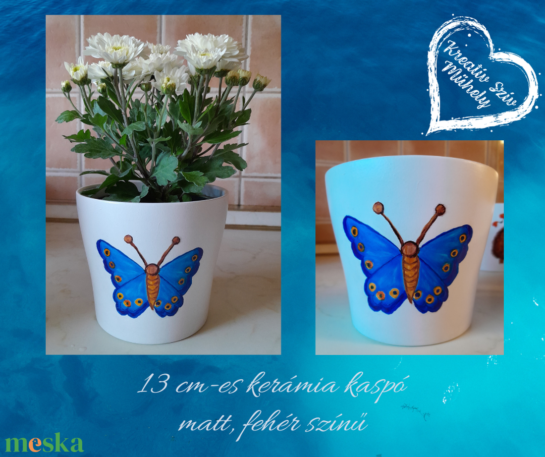 Kaspó lepkés ábrázolással -ajándék - otthon & életmód - virágdekoráció - virágtartó - kaspó - Meska.hu