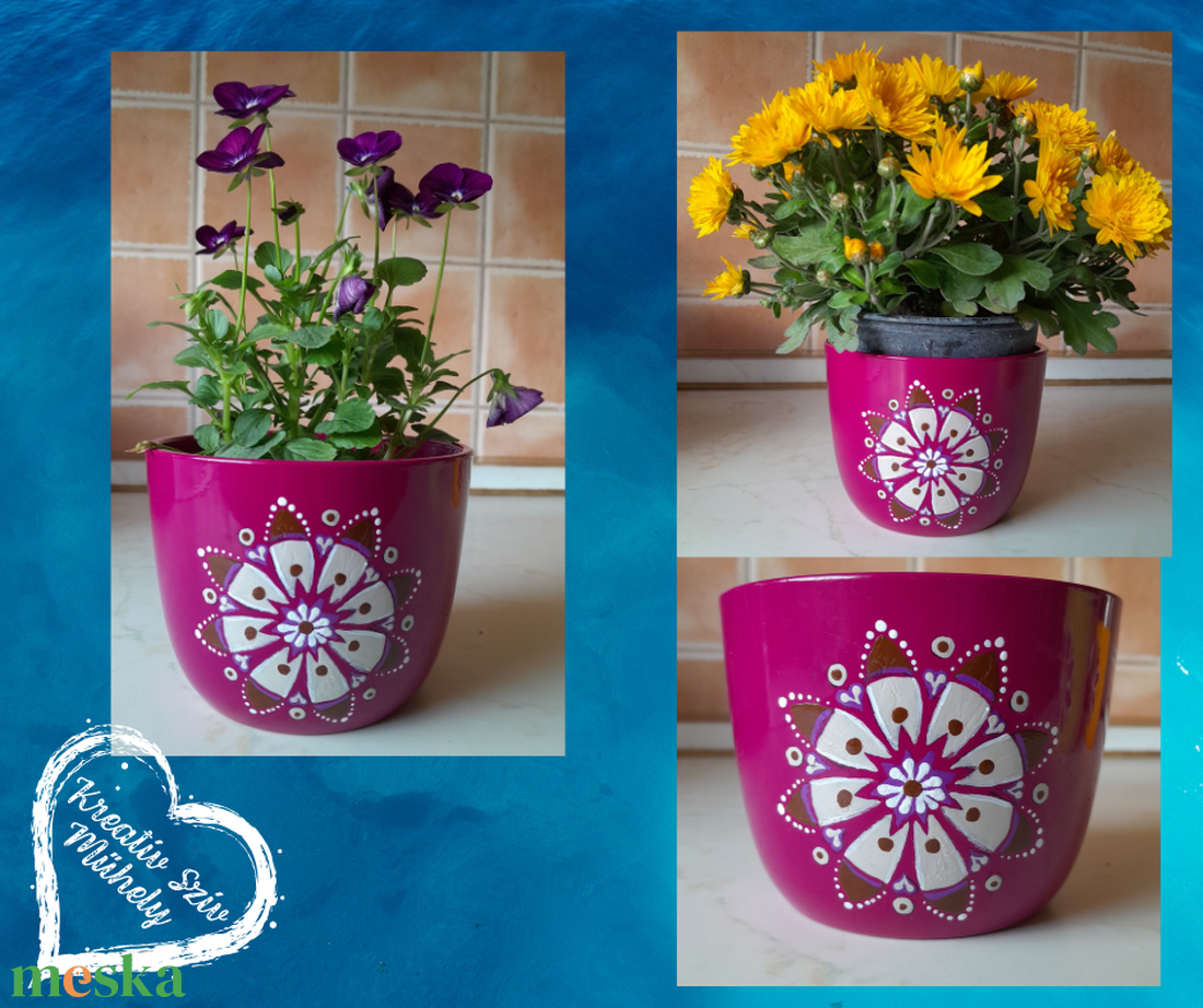 Kaspó mandalás ábrázolással -ajándék - otthon & életmód - virágdekoráció - virágtartó - kaspó - Meska.hu