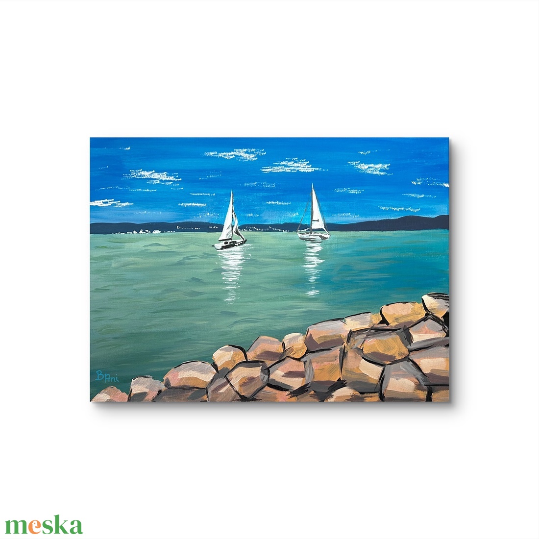 Balaton  akril festmény vásznon, 4030 cm - művészet - festmény - akril - Meska.hu