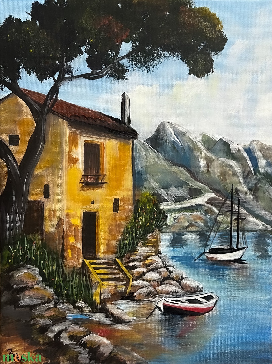 Tóparti nyugalom 30x40 cm-es akrilfestmény - művészet - festmény - akril - Meska.hu