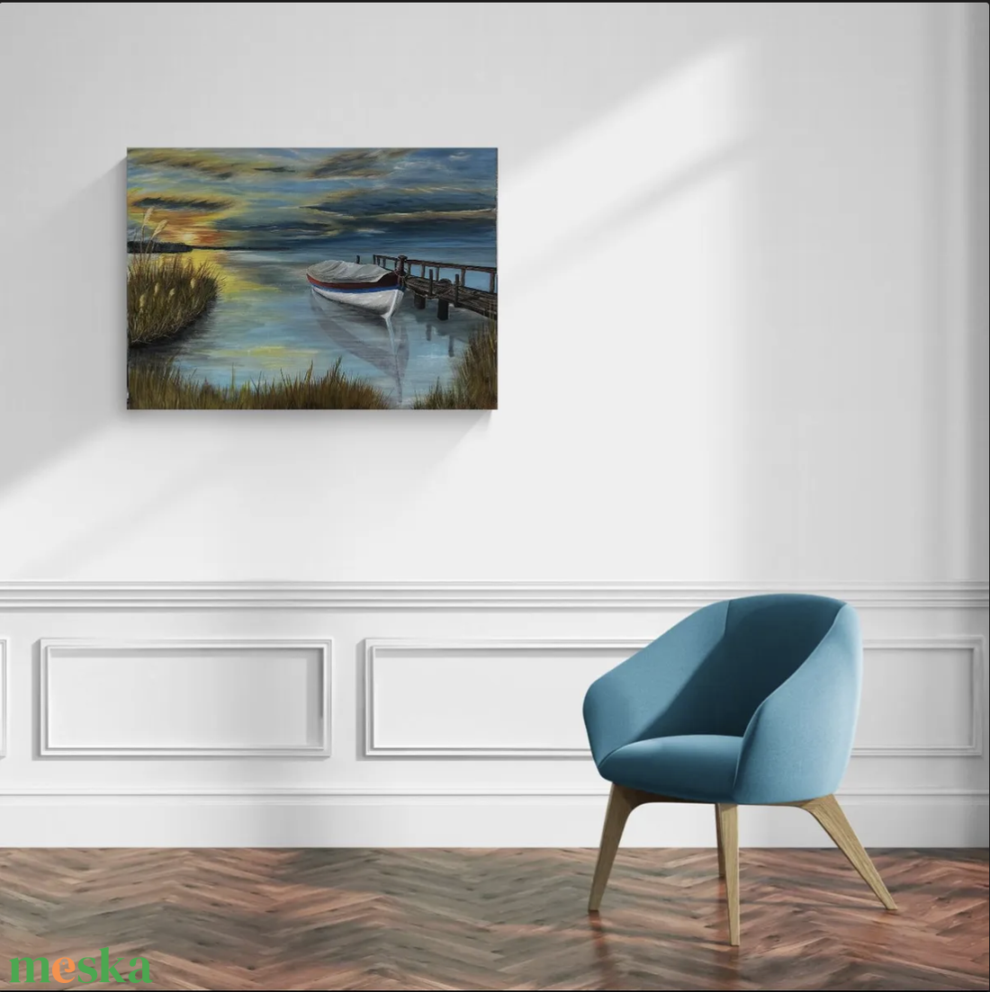 Csendes víz alkonyatkor - művészet - festmény - akril - Meska.hu