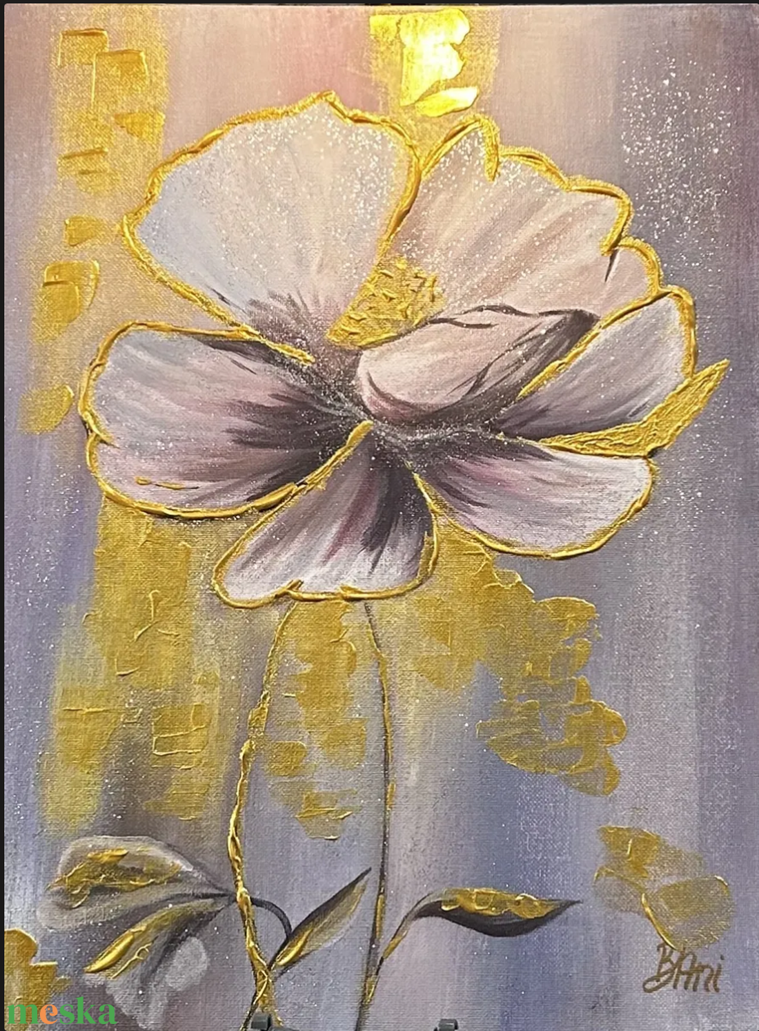 Golden bloom - művészet - festmény - akril - Meska.hu