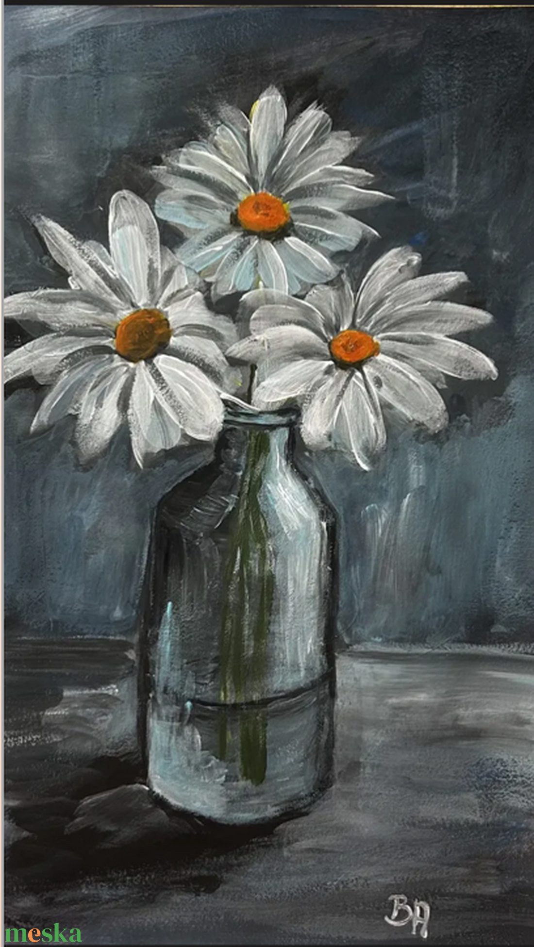 Fehér virágok - művészet - festmény - akril - Meska.hu