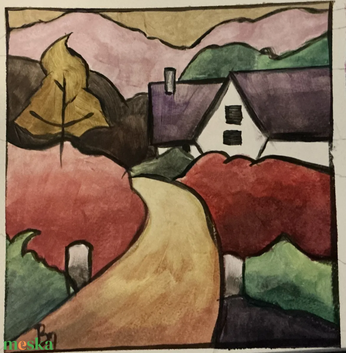 Út a kisházig - művészet - festmény - akril - Meska.hu