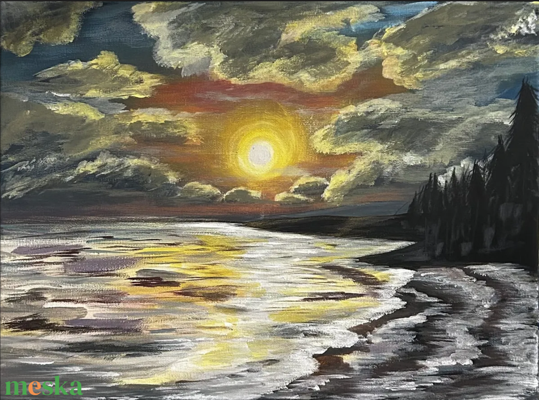 Aranypart - művészet - festmény - akril - Meska.hu