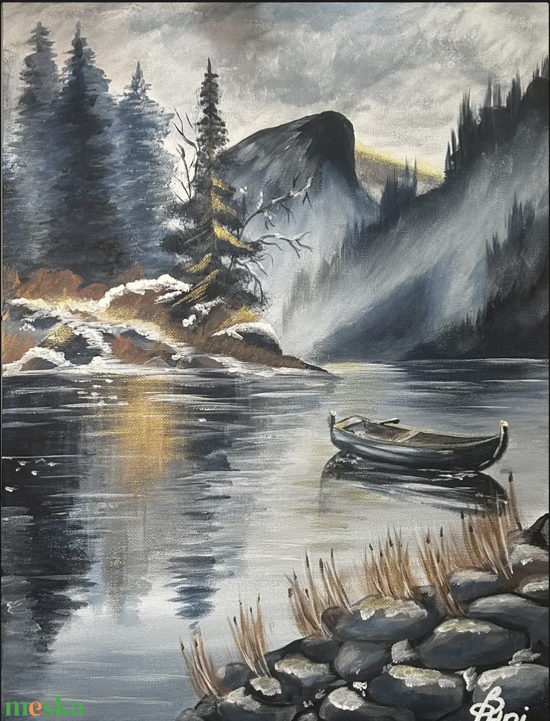 Silent Fjord - művészet - festmény - akril - Meska.hu