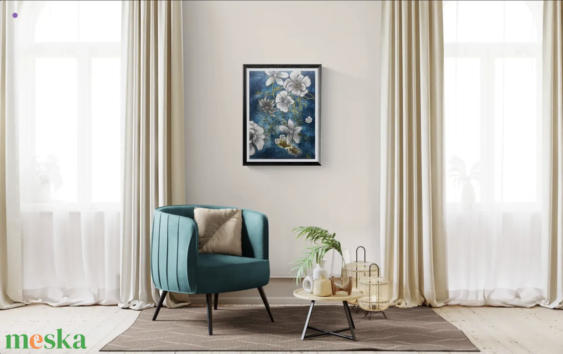 Midnight Garden Blooms - művészet - festmény - akril - Meska.hu