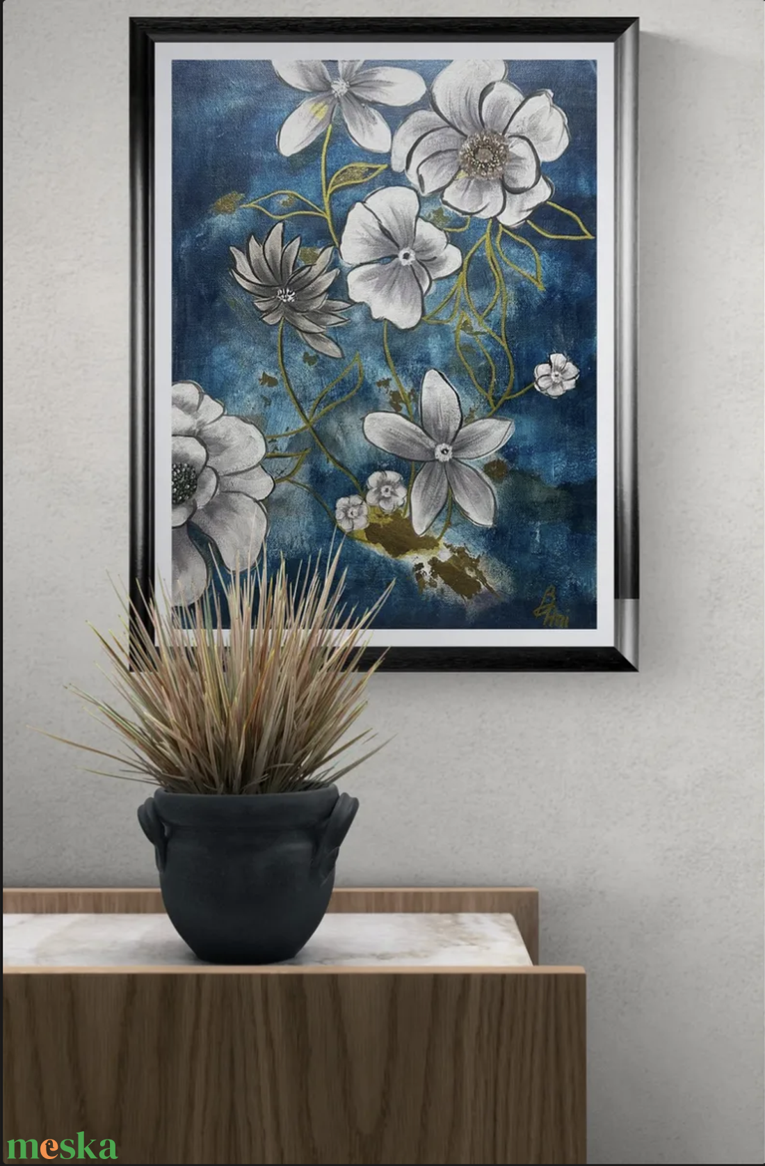 Midnight Garden Blooms - művészet - festmény - akril - Meska.hu